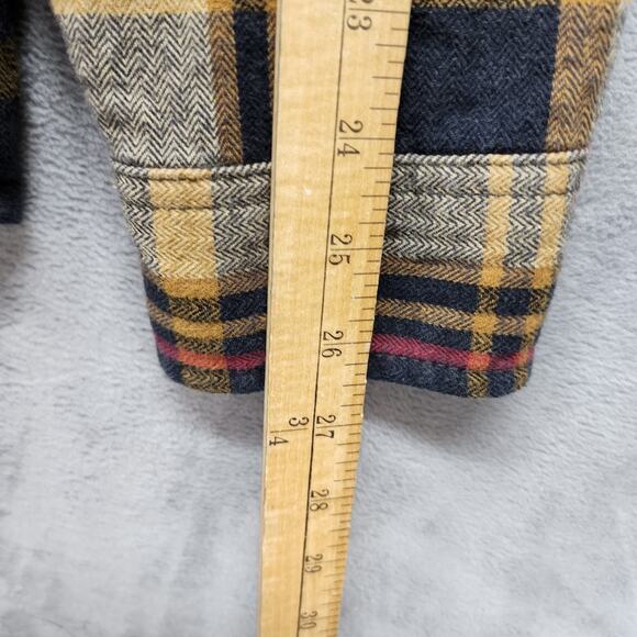 Orvis Shacket XL Men Brown Plaid Flannel Cotton Button Front Outdoor Camp Cabin - Picture 12 of 16